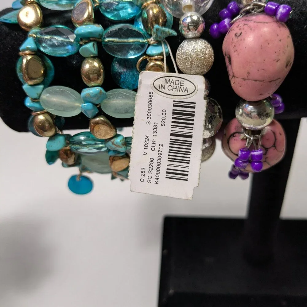 Beaded Bracelet Lot 7 Fashion Jewelry Ready to Wear Variety Colors Styles Stack